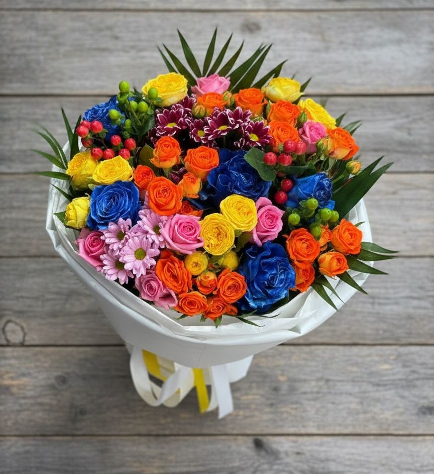 Букет цветов из: Розы и Хризантемы в Новомеловатке