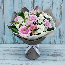 Букет цветов из:  Герберы, Альстромерии и Хризантемы в Новомеловатке