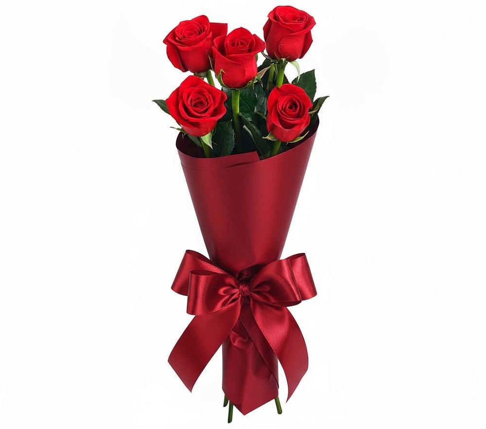 Букет 5 Красных роз Эдлесс Лав в Новомеловатке