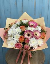 Букет цветов из:  Розы, Герберы и Хризантемы #REPLACE_PRED# Новомеловатке