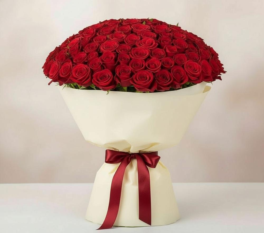 Букет 101 Красная роза Милано в Новомеловатке