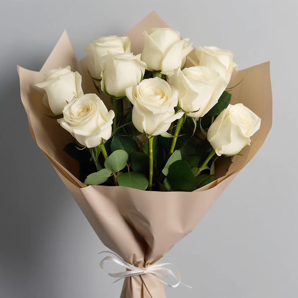 Букет 9 Белых роз Эдлесс Лав в Новомеловатке