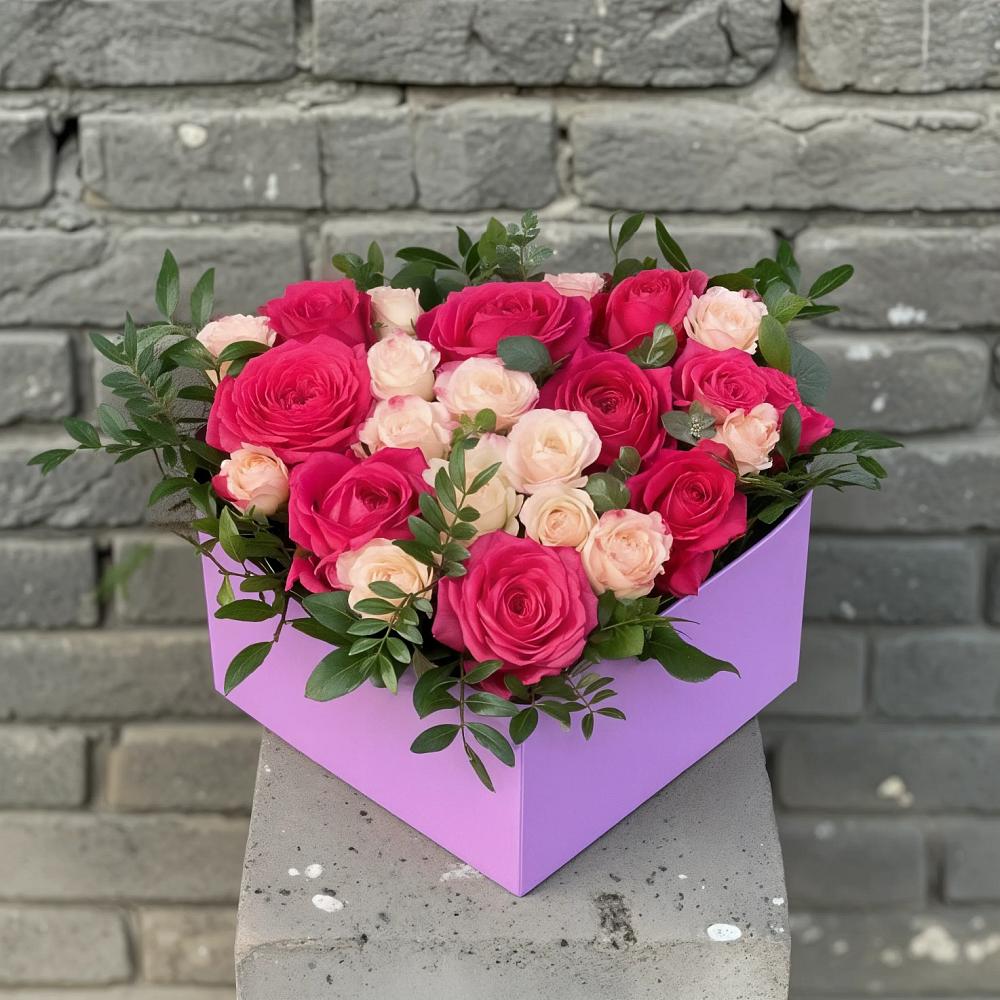 Цветочная композиция из Розы в коробке в Новомеловатке