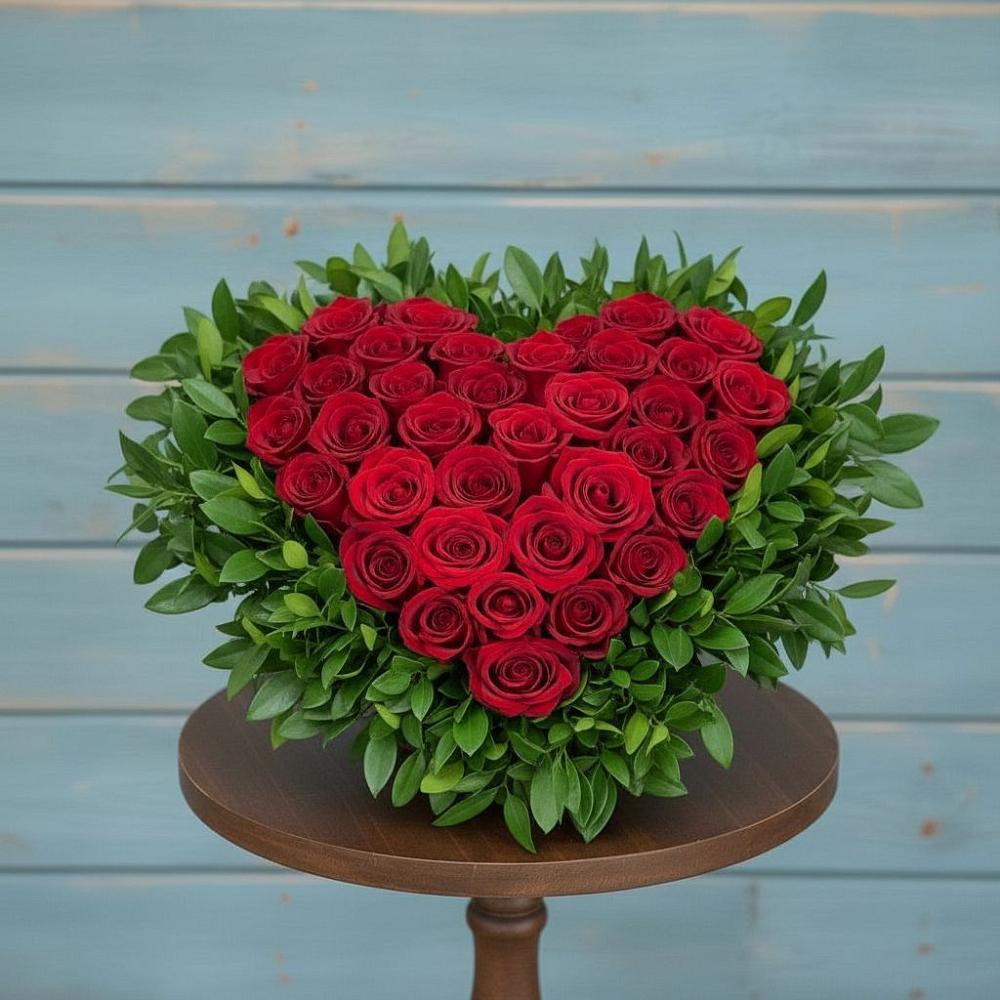 Цветочная композиция из Розы в виде сердца в Новомеловатке