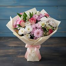 Букет цветов из:  Хризантемы, Альстромерии и Розы в Новомеловатке