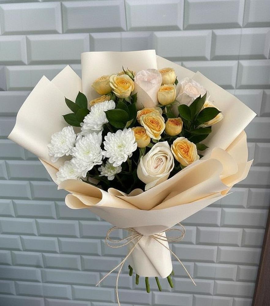 Букет цветов из: Розы и Хризантемы в Новомеловатке